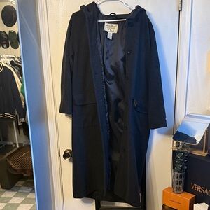 Eddie Bauer Women's Navy Trench Coat with hood wool